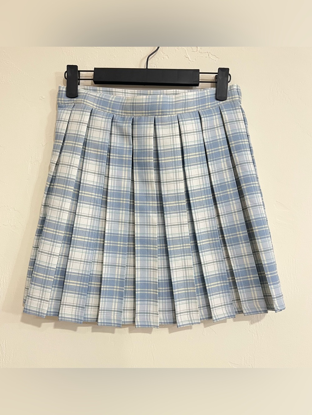 Cali 1850 Plaid Pleated Blue Mini Skirt Size Small Academia Schoolgirl Preppy - Picture 3 of 6